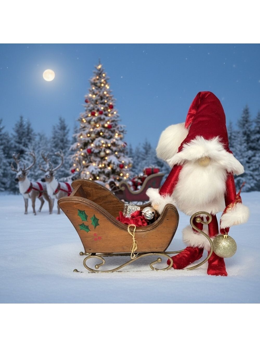16 Inch Poseable Velvet Santa Gnome Handmade